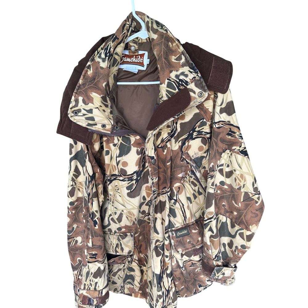 Gamehide Camo Hunting Parka Jacket Mens Large Waterfowl Duck Detachable Hood
